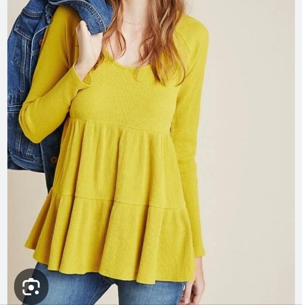 Anthropologie Maeve Samina Thermal Babydoll Top